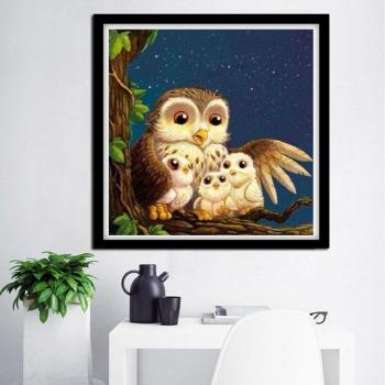 Rhinestone Owl Embroidery Kit – 30x30 cm