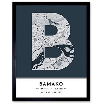 Bamako Mali Urban Map – Minimalist Typography Print, 12×16 inches