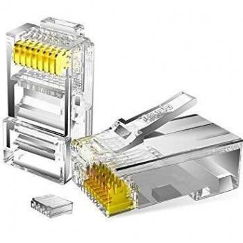 Cavi connettore plug cat6 rj45 utp placcato oro 24k 100 pezzi trasparente
