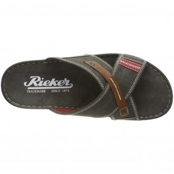 Rieker Herren Pantoletten 21053-45, Anthrazit/Rot/Rauch/Amaretto 45