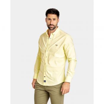 Camisa Oxford Masculina Liso Amarillo Pálido
