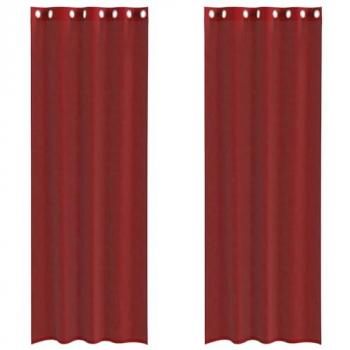 Set of 2 Wine Red Voile Curtains with Grommets