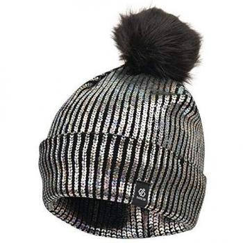 Convince Fleece‑Beanz Dare 2B – Grobstrick‑Mütze mit Bommel, Schwarz Metallic