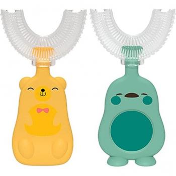 Brosse à dents U pour enfants, 2 pièces, nettoyage en profondeur, silicone doux, 360°