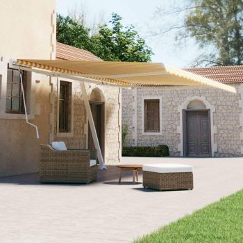 Patio cover Vidaxl rétractable sur pied 500 × 300 cm jaune‑blanc