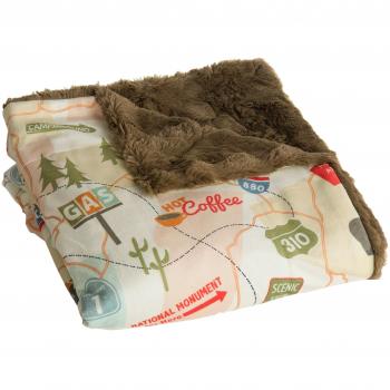 Travel Map Throw in Brown