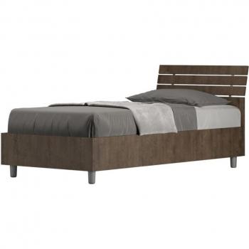 Ityhome Letto Singolo Ankel Dimensione Rete 80x190 Testata Inclinata Rete e Contenitore Colore Noce