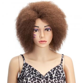 Peluca Yaki Sintética Afro, Pelo Corto Recto, para Cosplay, Color Marrón Oscuro