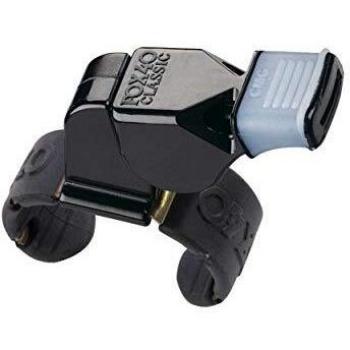 Fox 40 Black Classic Whistle for Referees, Finger Grip Included