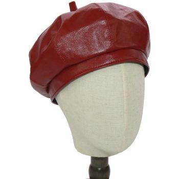 Chapeau beret noir pour femmes – Cuir PU, modèle plat