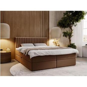 Lit complet Marbella 140x200, matelas velours couleur marron, espace de stockage