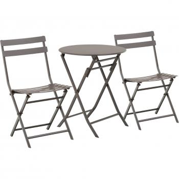 Outsunny Set 3 Pz Tavolino e Sedie Pieghevoli da Giardino in Acciaio, Perfetto per Balcone e Terrazzo, Marrone Aosom