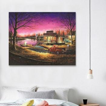 Lakeside Family Embroidery Diamond Painting Set