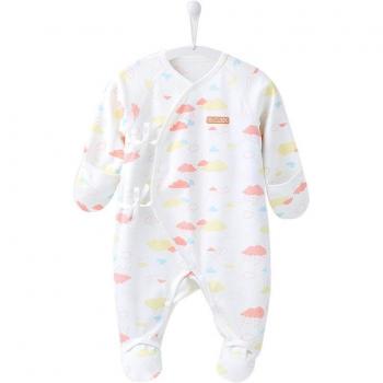 COBROO Baby-Mädchen Schlafanzüge im Set mit Fußteil und Handschuhen, aus Baumwollstoff, Wolkenprint, geeignet für Babys 0-3 Monate