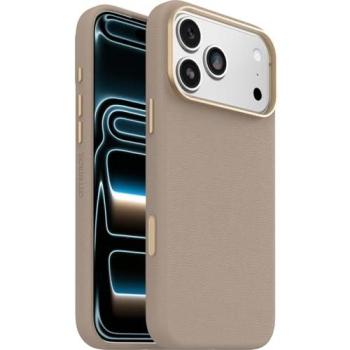 OtterBox Symmetry – Back Cover iPhone 17 Pro Max, cuir catus gris, compatibilité MagSafe