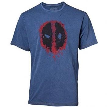 MARVEL COMICS Deadpool Graffiti Mask Faux Denim T-Shirt, TS551101DEA
