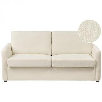 Beliani Gästebett Couch Hellbeige Bouclé