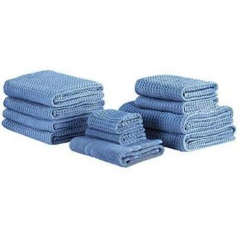 Low Twist Blue Cotton Towel Collection with Bath Mat