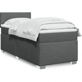 Maison Exclusive Cama Box Spring con Colchón de Tela Gris Oscuro 90x200 cm