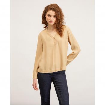 Blusa Vaporosa Serafín Crepé Viscosa Mangas Largas Aberturas Laterales