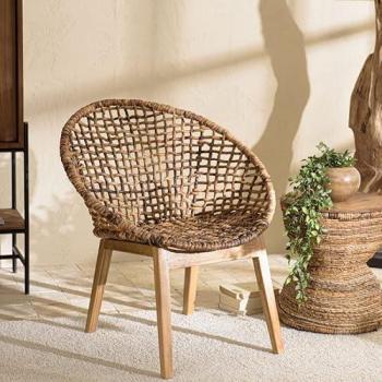 Macabane Sixtine Fauteuil Arrondi Abaca Tressé