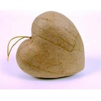 Coeur en papier mâché avec cordon 4 cm
