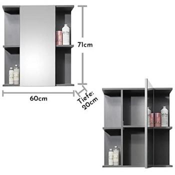 Badezimmerspiegelschrank Spiegelschrank, GLACK, Schwarz, B 60 cm, T 20 cm
