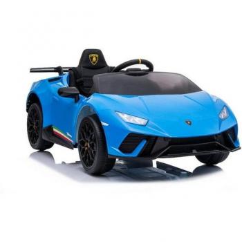 Lamborghini Huracán Kids-Elektroauto – TPFLiving, blau, Ledersitz, 2×12 V Motoren, 1×12 V/4,5 Ah Akku