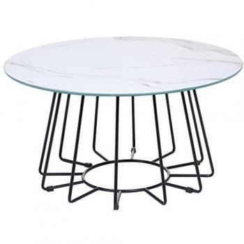 Mesa de Centro Bernie Efecto Mármol Blanco y Negro 80 cm