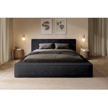Lit coffre Orlane – Noir Ardoise – 160x200 cm – Sommier à ouverture facile – Design raffiné