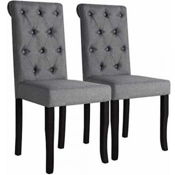 Charcoal Grey Fabric Dining Chairs – Pair