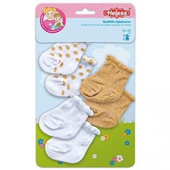 Chaussettes de poupée en polyester blanc/or 3 paires taille 35-45 cm