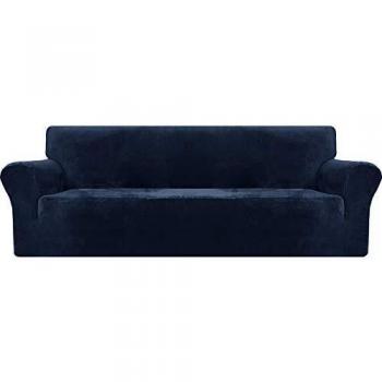 MAXIJIN Thick Velvet Extra Large Sofa Covers 4 Seater Super Stretch Non Slip Oversized Couch Cover for Dogs Cat Pet 1-Piece XL Sofa Slipcover Elastic Furniture Protector