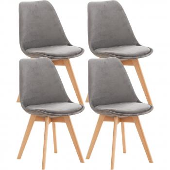 Sedie Design Scand. Velluto Grigio 4 pezzi