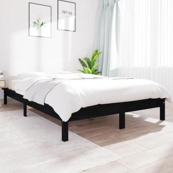 VidaXL Bed Frame Black 180x200 cm Super King Size Solid Wood Pine