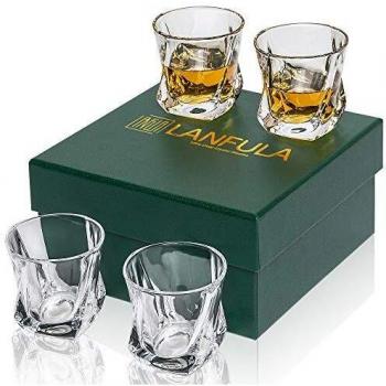 LANFULA Crystal Whisky Glasses Set for Spirits