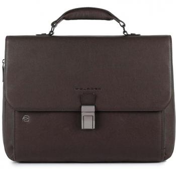 Piquadro's Unisex Dark Brown Handbag with Smart Tracker (Laptop Case, One Size)