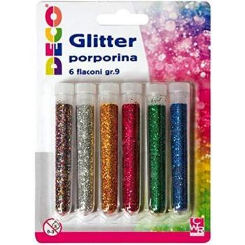 BLISTER GLITTER 5 FLACONI GRANA FINE 12ML COLORI ASSORTITI CWR
