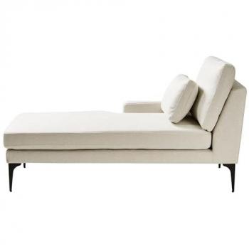 Chaise Larga Beliani Beige Lato Destro con Cuscini e Metallo