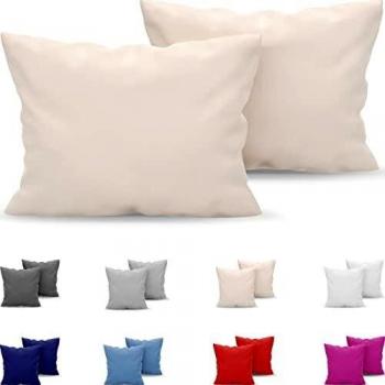 Set di 2 Federe per Cuscino 40x70 cm Beige