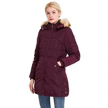 Giacca Calda Polydeer Parka Vegan Morbida Donna Bordeaux XL