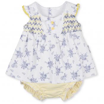 Tutto Piccolo Baby Mädchen Kinderschlankes Kleid 0–2 Jahre Weiß/Marin