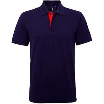 Asquith & Fox Herren Poloshirt mit Kontrast Marine/Rot M