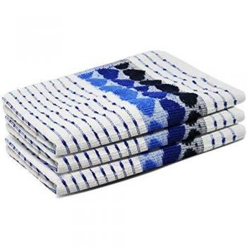 Blue/White Heart Tea Towel Bundle – Extra Soft Terry Kitchen Dish Cloths (x3)