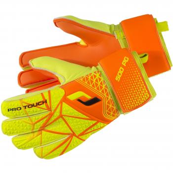 Kinder-Torhüter Handschuhe Pro Touch 500 PG Jr – Neon Orange + Gelb + Schwarz (S7)