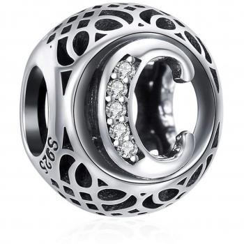 Charm Lettre C en Argent 925 avec Zircone pour Femme