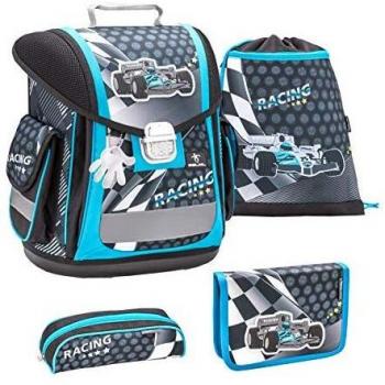Belmil ergonomischer Schulranzen für Jungen 1, 2, 3. Klasse/Rennauto, Racing Car/Blau