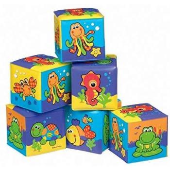 Bloques Suaves para el Baño Playgro, 6 Piezas, Animales Multicolores, Desde 6 Meses