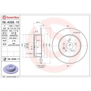 Disco de Travão Brembo 08.A338.10