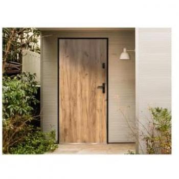 Porte d’accès sécurisée en acier, effet bois de chêne – 207 cm de haut, 100 cm de large, action gauche – AGUEDA